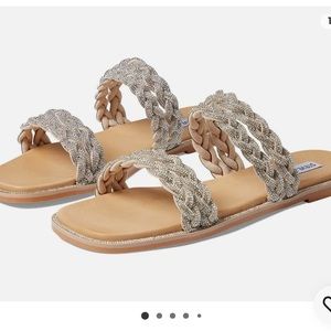 STEVE MADDEN BRANDER RHINESTONE BLING BRAIDED SANDALS